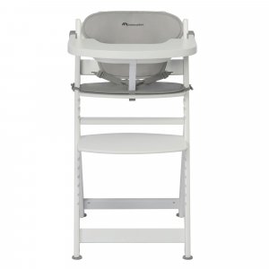 Chaise haute évolutive 2-en-1 timba blanc avec coussin gris + transat mineral graphite Bebeconfort