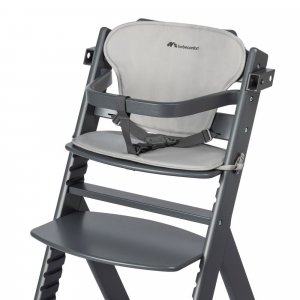 Chaise haute évolutive 2-en-1 timba black avec coussin gris + transat mineral graphite Bebeconfort