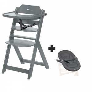 Chaise haute évolutive 2-en-1 timba warm grey + transat mineral graphite Bebeconfort