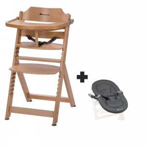 Chaise haute évolutive 2-en-1 timba natural wood + transat mineral graphite Bebeconfort