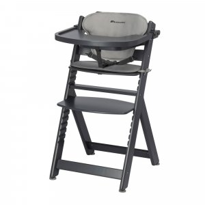 Chaise haute évolutive timba black avec coussin gris Bebeconfort
