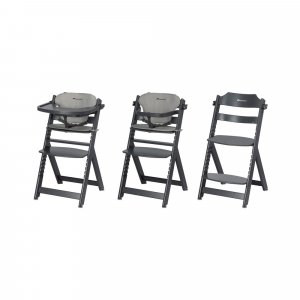 Chaise haute évolutive timba black avec coussin gris Bebeconfort