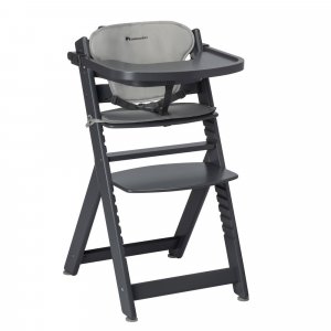 Chaise haute évolutive timba black avec coussin gris Bebeconfort