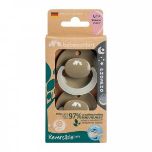 Lot de 2 sucettes eco reversible phosphorescente green 6 mois Bebeconfort