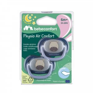Lot de 2 sucettes physiologiques phosphorescentes air confort 6-18 mois dark blue Bebeconfort