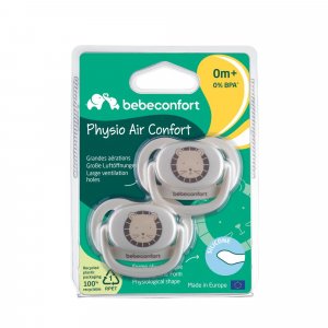 Lot de 2 sucettes physiologiques silicone air confort 0-6 mois sand Bebeconfort