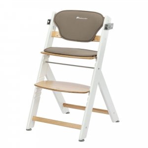 Chaise haute évolutive 2-en-1 timba ² light wood avec coussin beige + transat tinted graphite Bebeconfort
