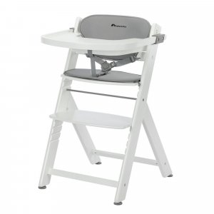 Chaise haute évolutive 2-en-1 timba ² blanc avec coussin gris + transat tinted graphite Bebeconfort