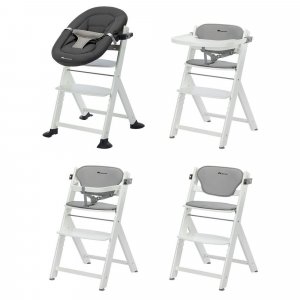 Chaise haute évolutive 2-en-1 timba ² blanc avec coussin gris + transat tinted graphite Bebeconfort