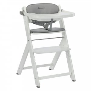 Chaise haute évolutive 2-en-1 timba ² blanc avec coussin gris + transat tinted graphite Bebeconfort
