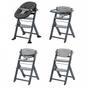 Chaise haute évolutive 2-en-1 timba ² blanc avec coussin grey + transat tinted graphite Bebeconfort