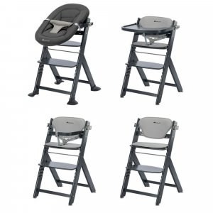 Chaise haute évolutive 2-en-1 timba ² avec coussin mineral graphite + transat tinted graphite Bebeconfort