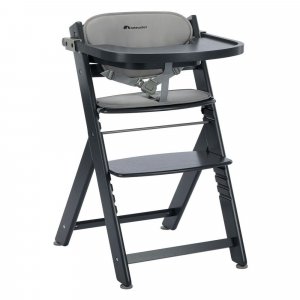 Chaise haute évolutive 2-en-1 timba ² avec coussin mineral graphite + transat tinted graphite Bebeconfort