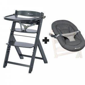 Chaise haute évolutive 2-en-1 timba ² warm gray + transat tinted graphite Bebeconfort