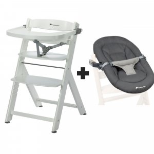 Chaise haute évolutive 2-en-1 timba ² white + transat tinted graphite Bebeconfort