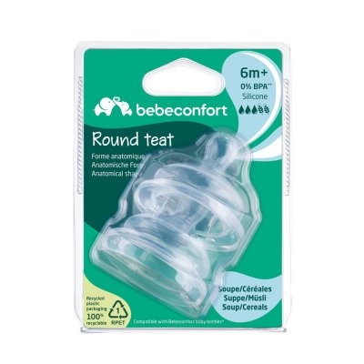 Lot de 2 tétines ronde silicone céréales 6-18 mois