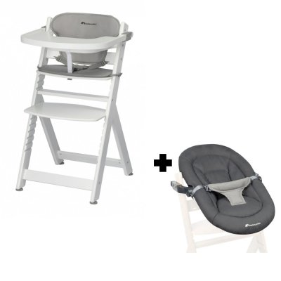 BEBECONFORT Chaise haute évolutive 2-en-1 timba white avec coussin gris