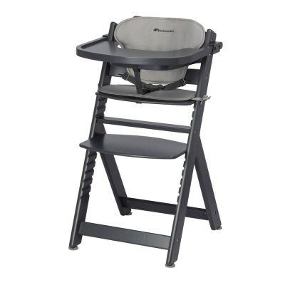 Chaise haute évolutive timba black avec coussin gris