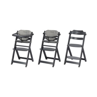 Chaise haute évolutive timba black avec coussin gris