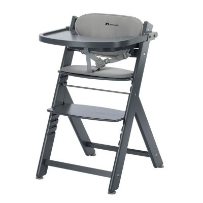 Chaise haute évolutive 2-en-1 timba ² blanc avec coussin grey + transat tinted graphite