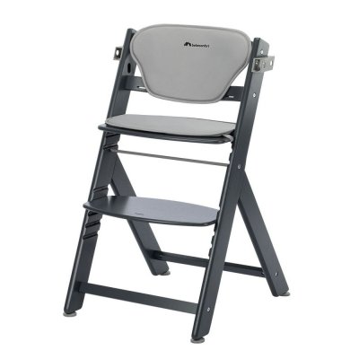 Chaise haute évolutive 2-en-1 timba ² avec coussin mineral graphite + transat tinted graphite
