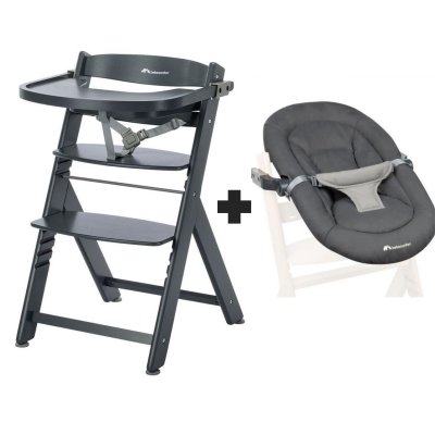 Chaise haute évolutive 2-en-1 timba ² warm gray + transat tinted graphite