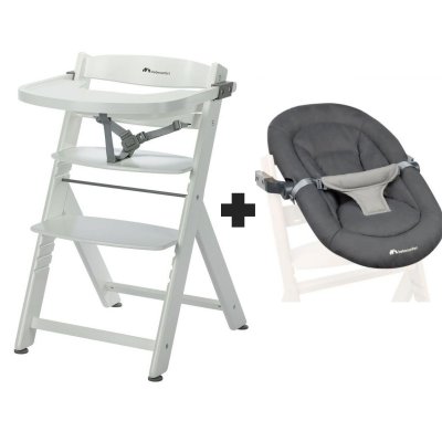 Chaise haute évolutive 2-en-1 timba ² white + transat tinted graphite