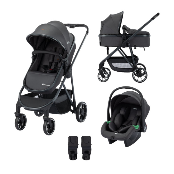 Poussette trio 3 en 1 brume mineral graphite avec siège auto i-size Bebeconfort
