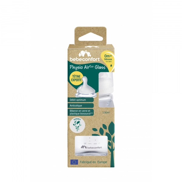 Biberon physio air eco verre 130 ml sand Bebeconfort