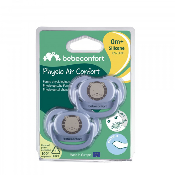 Lot de 2 sucettes physiologiques silicone air confort 0-6 mois sand Bebeconfort