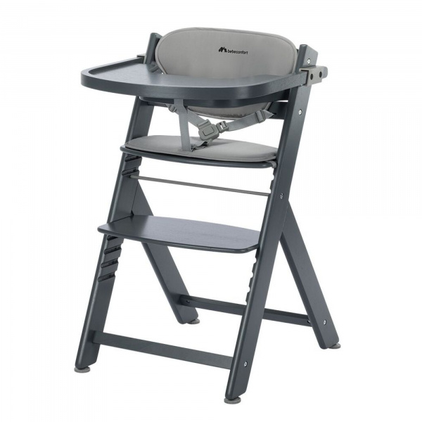 Chaise haute évolutive timba² blanc avec coussin grey Bebeconfort