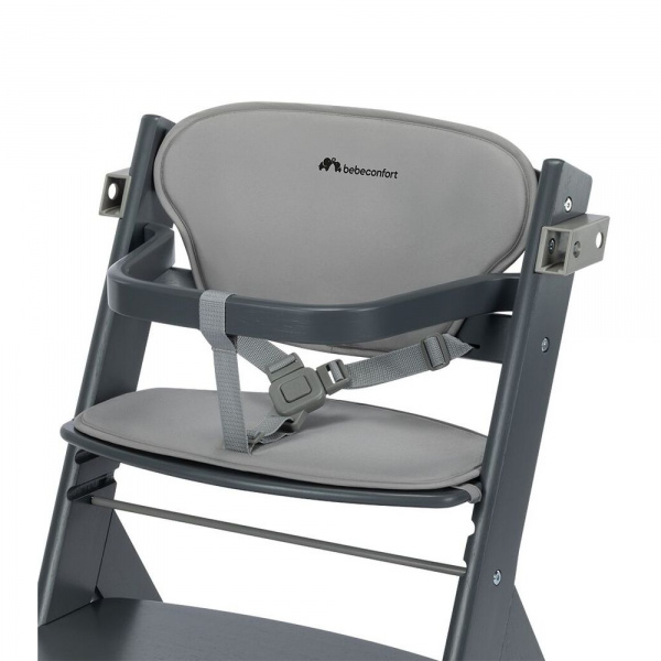 Chaise haute évolutive timba² blanc avec coussin grey Bebeconfort
