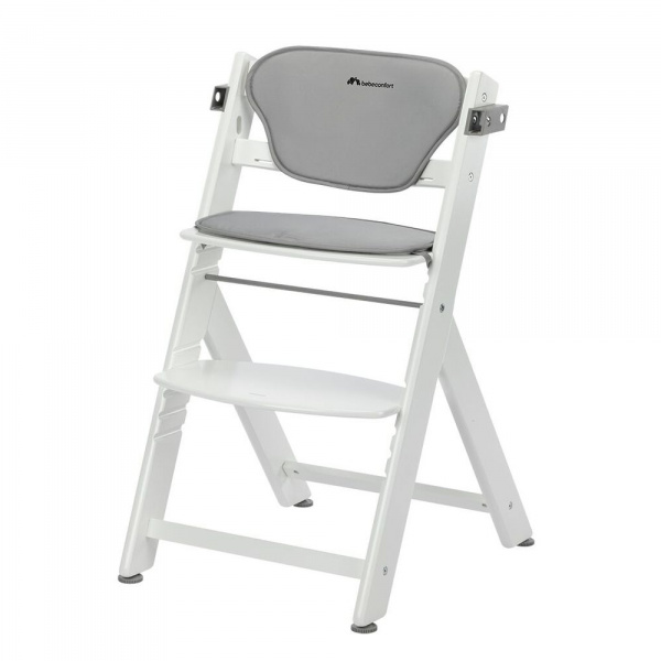 Chaise haute évolutive timba² blanc avec coussin gris Bebeconfort