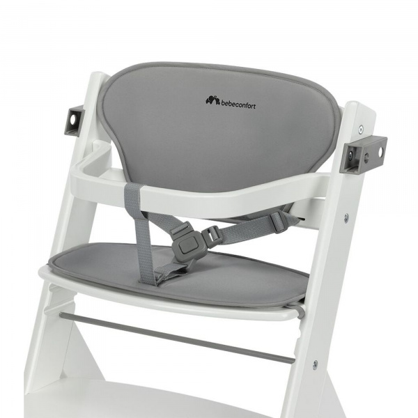 Chaise haute évolutive timba² blanc avec coussin gris Bebeconfort