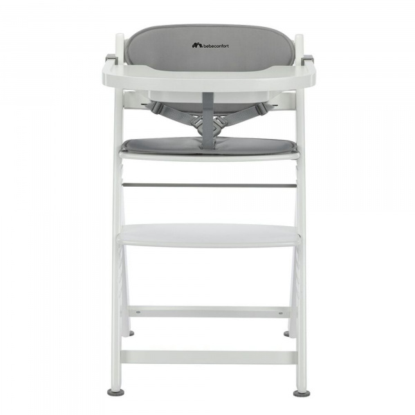 Chaise haute évolutive timba² blanc avec coussin gris Bebeconfort
