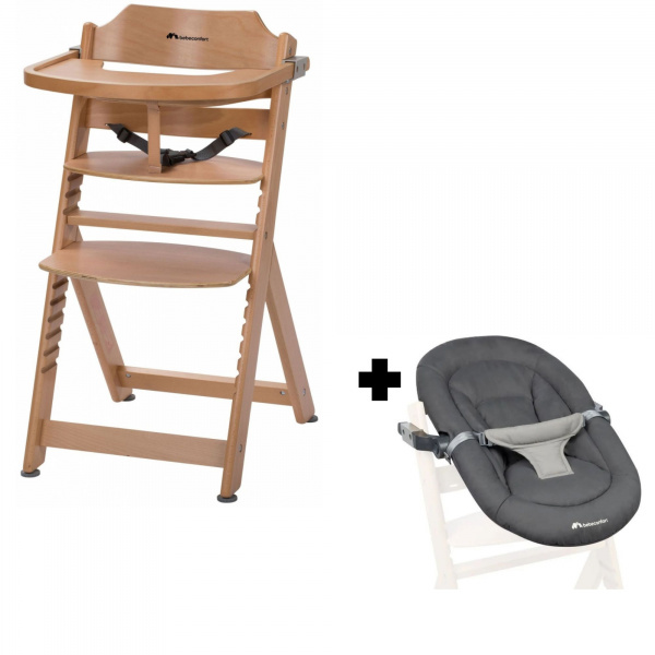 Chaise haute évolutive timba + coussin beige Bebeconfort