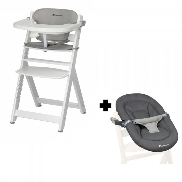Chaise haute évolutive timba + coussin beige Bebeconfort