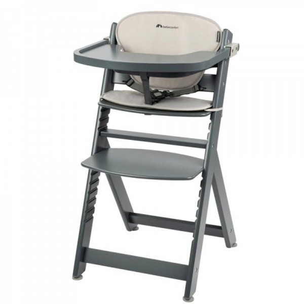 Chaise haute évolutive 2-en-1 timba avec coussin gray mist + transat mineral graphite Bebeconfort