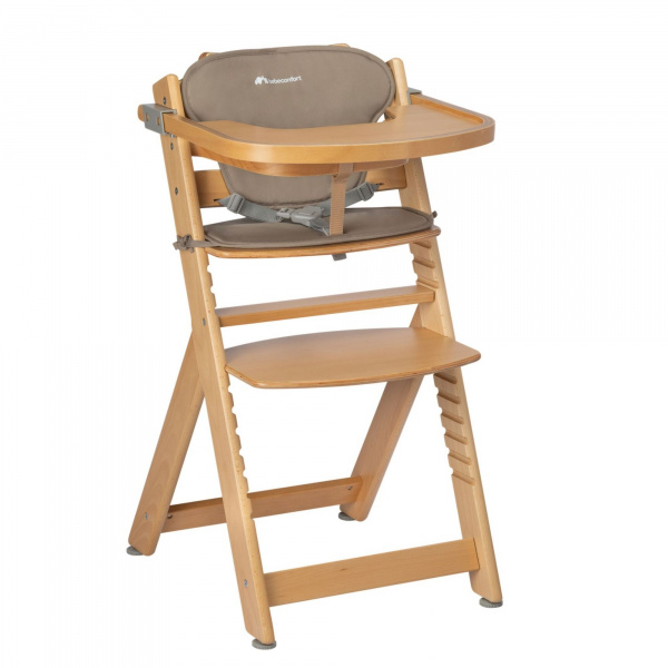 Chaise haute évolutive 2-en-1 timba avec coussin beige + transat mineral graphite Bebeconfort