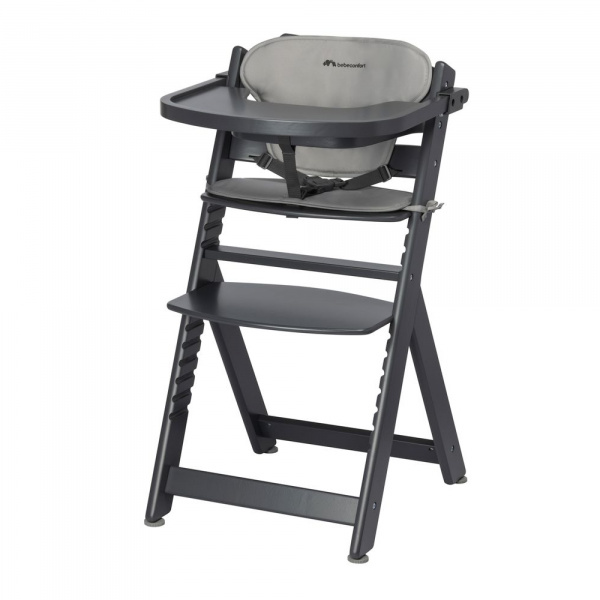 Chaise haute évolutive timba black avec coussin gris Bebeconfort