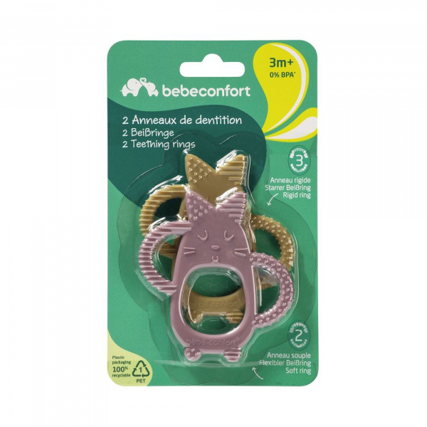 Lot de 2 anneaux de dentition vert/lavande Bebeconfort