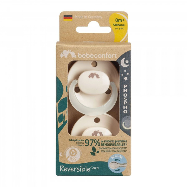 Lot de 2 sucettes eco reversible phosphorescente sand naissance Bebeconfort