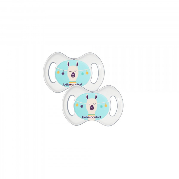 Lot de 2 sucettes physiologiques silicone air confort 0-6 mois sand Bebeconfort