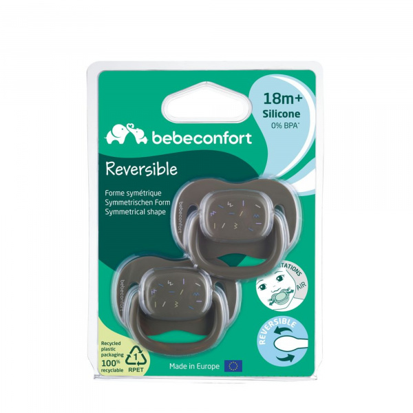 Lot de 2 sucettes réversible silicone 6-18 mois Bebeconfort