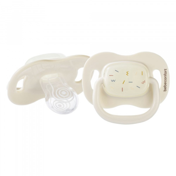 Lot de 2 sucettes réversible phosphorescente silicone 6-18 mois sand Bebeconfort