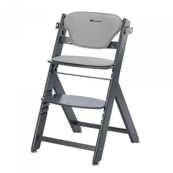 Chaise haute évolutive 2-en-1 timba ² blanc avec coussin grey + transat tinted graphite Bebeconfort