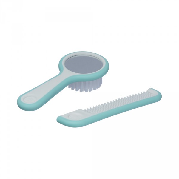 Brosse miroir et peigne water world bleu