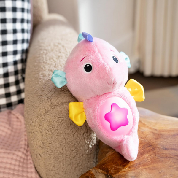 Veilleuse peluche bébé hippocampe rose Baby einstein