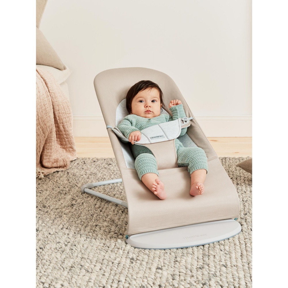 Babybjorn - Transat Balance Soft Gris/Vert en coton/Jersey ( Cadre gris  clair)