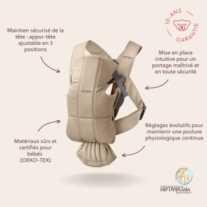 Porte-bébé mini tissé beige Babybjorn